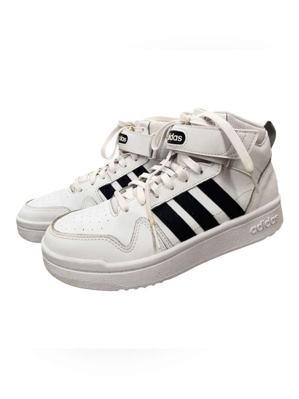 adidas High Top Sneakers White Black 3 Stripes Men’s Size 8